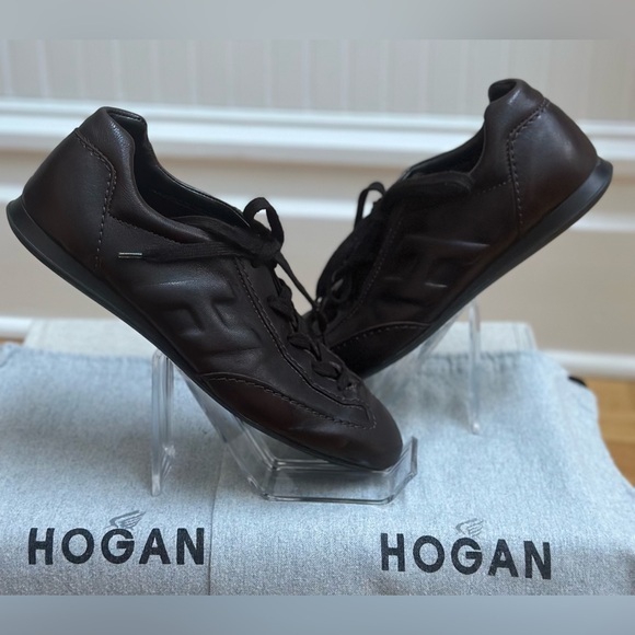 HOGAN brown leather sneakers /driving shoes extra comfortable size 8,5 - Picture 4 of 11